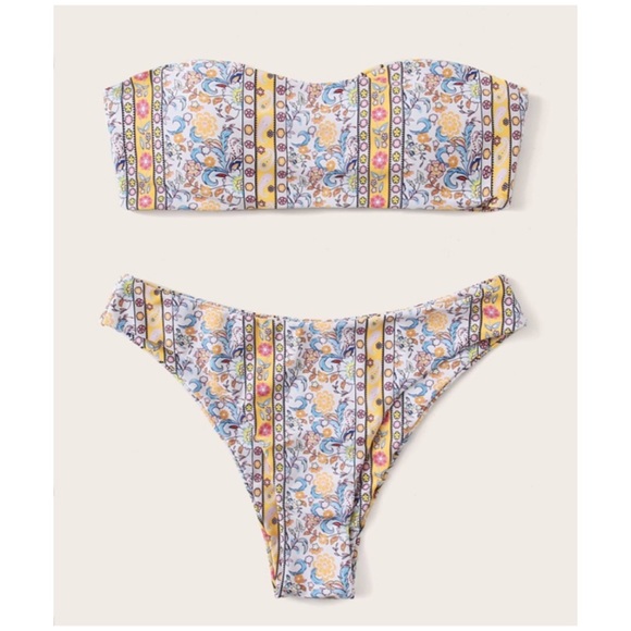 CLEARANCE Floral Tribal Boho Bandeau Bikini Swimsuit - Picture 2 of 7